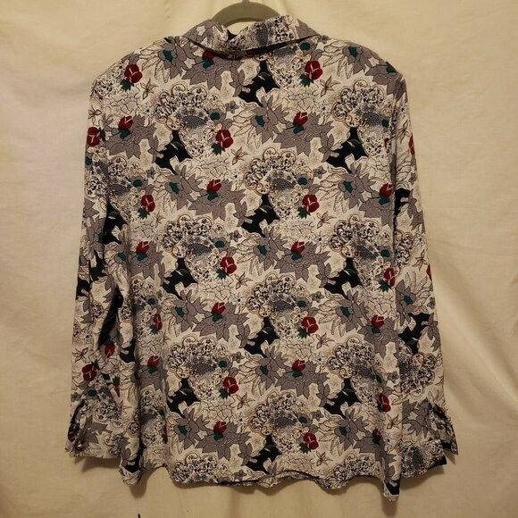 Classic Collection Womens Sz L? Multicolor  Floral Long Sleeve Button Down Blous - Picture 7 of 9